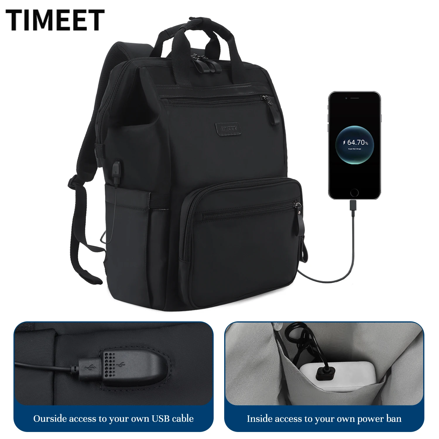 Timeet 15.6 Polegada/17 Polegada mochila portátil dos homens de carregamento usb mochila viagem grande capacidade à prova dwaterproof água saco bagagem negócios