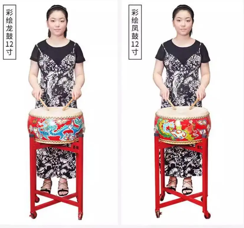 15.7 بوصة 40 سنتيمتر طبل أحمر مع أفخاذ الصينية قرع الموسيقية الأسد الرقص التنين الرقص أدوات اللعبة الموسيقية