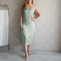 Satin Party Dress Summer Spaghetti Straps V-Neck Backless Long Dresses For Women Sexy Vestidos Clearance