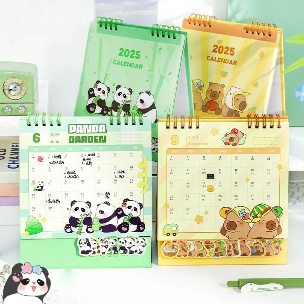 Kalendar panda animal calendário planejamento em pé flip capivara calendário de mesa agenda hora data 2025 calendário ornamentos