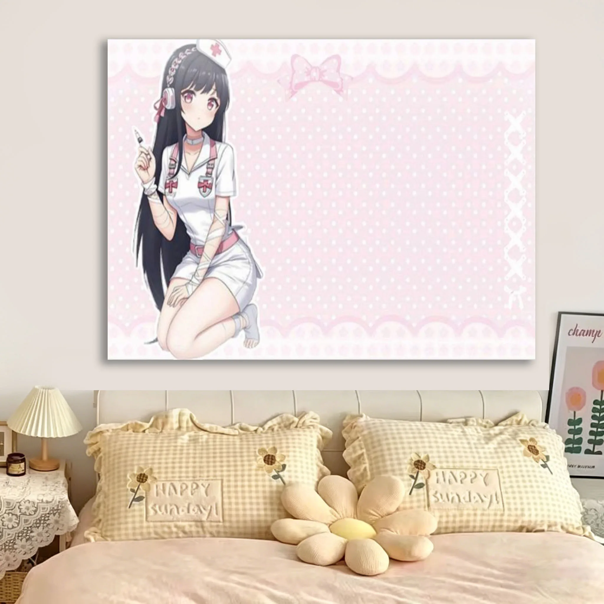 Suzu Kawaii Cute Moe Girl Tapestry Kawaii Nurse Suitable For Home Bedroom House Dorm Wall Decoration Perfect Gift For Friends