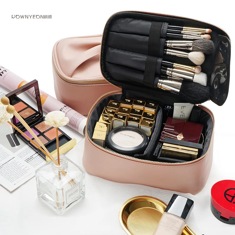 

High End Fashion Handheld Makeup Bag, Portable Travel PU Cosmetics Storage Box