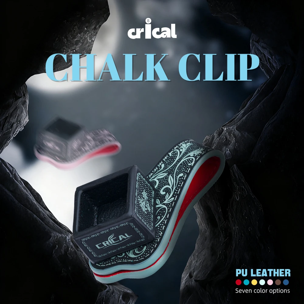 큐를 위한 사각 가죽 각인 자석 지지대가 있는 크리컬 당구 초크 홀더, 무소음 당구 액세서리