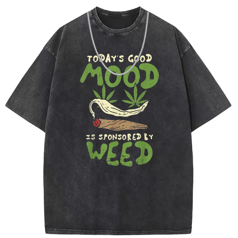 Todays Good Mood Weed Funny Vintage Tshirts Men Plain Family Long Sleeve Mens Sweatshirts Printed On Sportswears Clothing