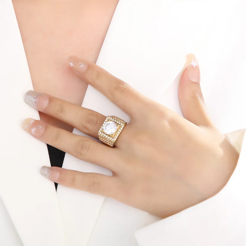 Kalen High Quality Women Wedding Rings Rhinestone & Stainless Steel Gold Color Unique Engagement Rings Bands Girls Party Gifts
