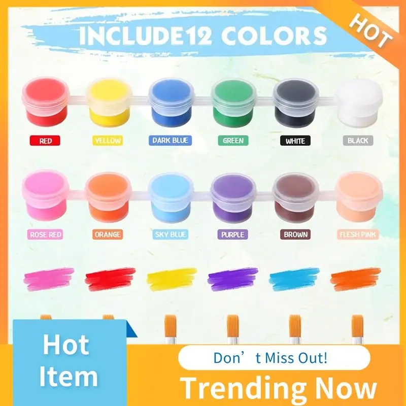 

336 Pcs Mini Acrylic Paint Set 24 Set 12 Colors Acrylic Paint Strips 48Pcs Painting Brushes For Kids Adults Easy Install (3Ml)