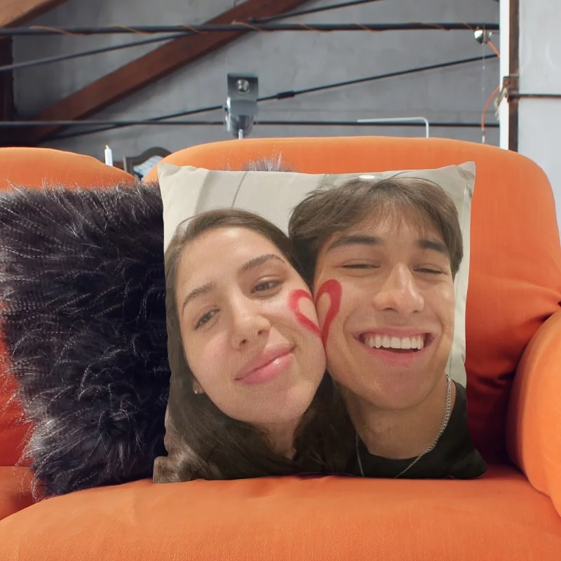 Personalized Couple Photo Pillow-Custom Picture with Your Own Photos & Text,Zipper Closure,Upload Your Images for Home Decor