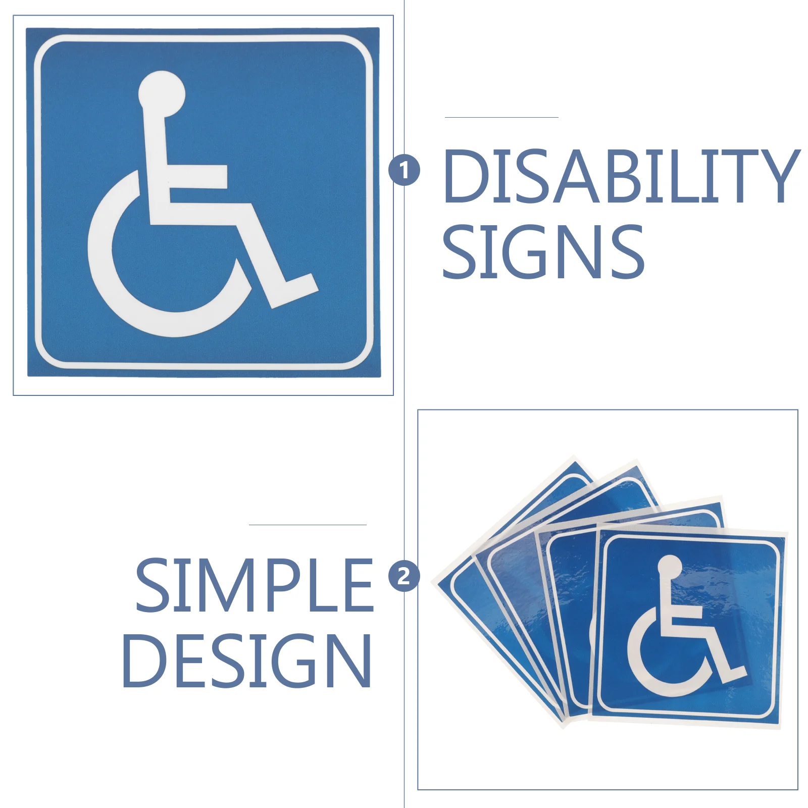 4 Sheets Disability Handicap Sign Wheelchair Disabled Sticker for Car Window Symbol Pvc Self-adhesive Office