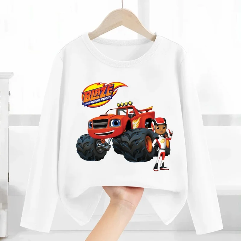Blaze And The Monster Machines Print Kids T shirt Cartoon Children Clothes Autumn Baby Boys Girls Casual Long Sleeve T-shirt
