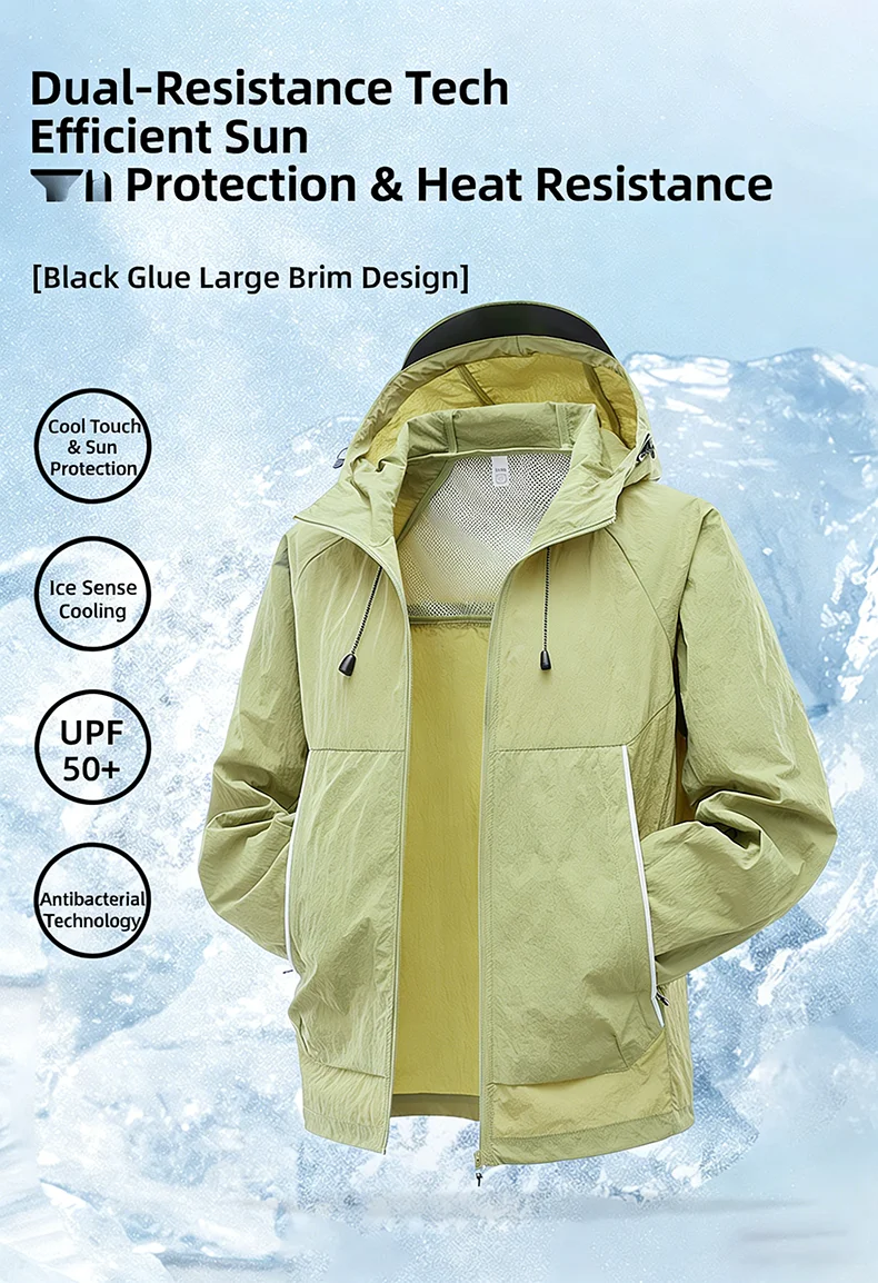 LNGXO Unisex Sun Protection Jackets Summer Waterproof Quick Dry Reflective Coat Camping Hiking Climbing Lightweight Windbreaker