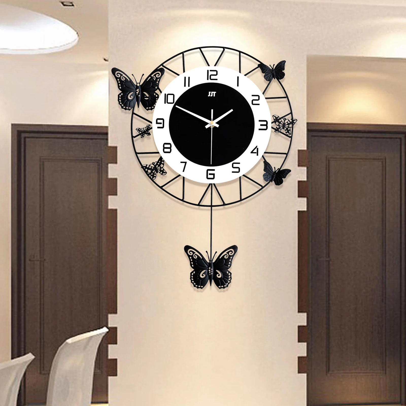 

Butterfly Silent Wall Clock, Pendulum Non Ticking Wall Clocks for Home Nursery Living Room Bedroom Kitchen