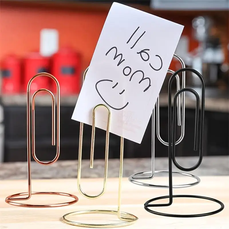 2pcs Rose Golden Paper Clip Memo Holders Elegant Curved Design Desk Organizer with Looping Clips Durable Metal Finish for Office