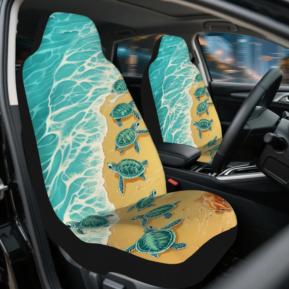 2pcs Turtle Voyage To Ocean Car Seat Covers For Front Seats, Fit For Cars, Trucks, SUVs, Sedans, Offering Maximum Protection An