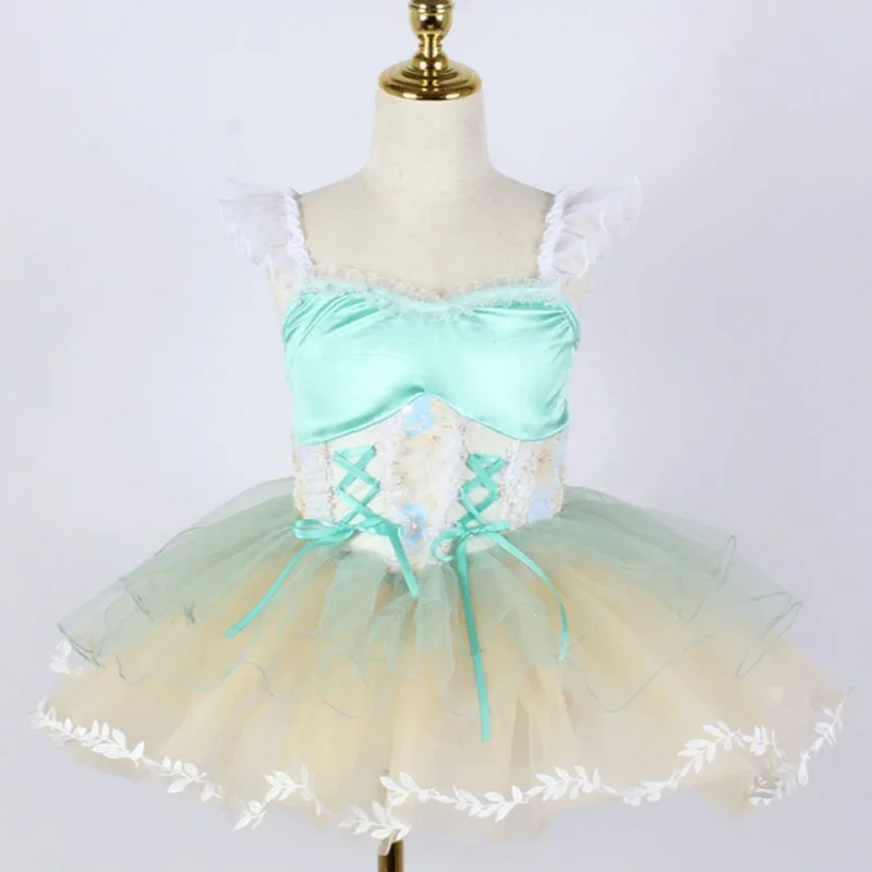 الأطفال الكبار الشاش توتو فستان الباليه ملابس الرقص فستان منفوش مرحلة الأداء الترتر الملابس للنساء الفتيات