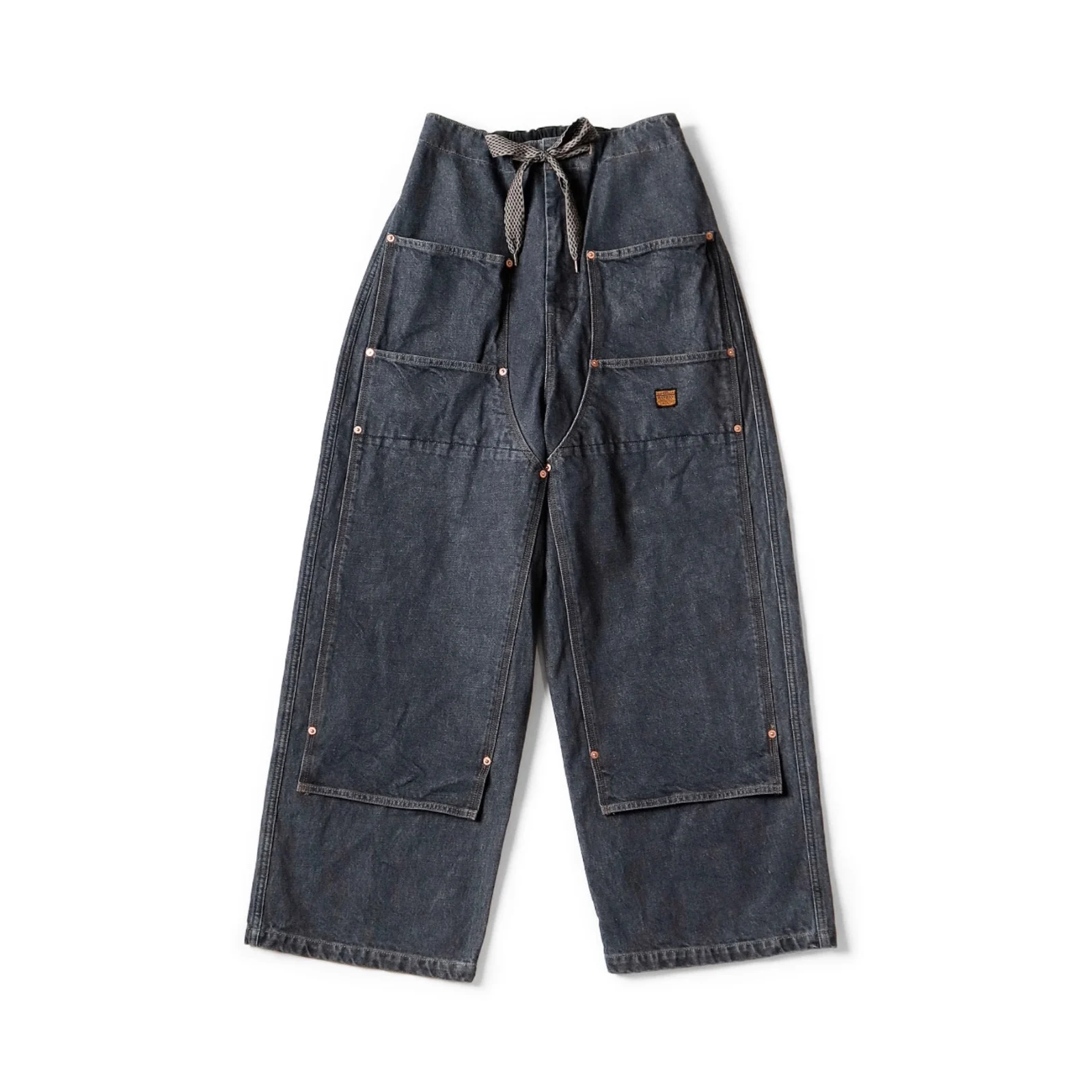 24SS KAPITAL Hirata Hiroshi Japanese Casual Denim Drawstring Large Pocket Logging Pants for Men Arrival