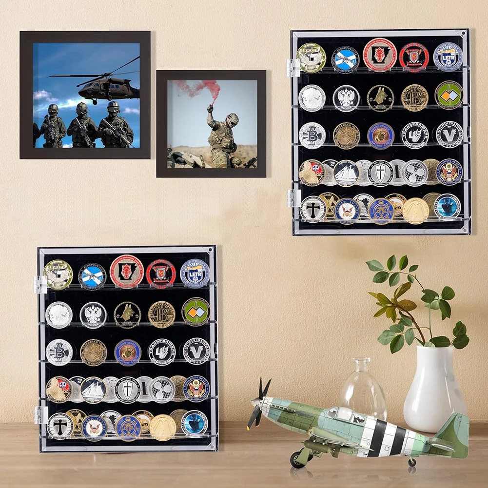 Ronde muntautomaat van acryl, transparante displaydoos van organisch glas, gouden muntenverzameldoos, opbergdoos voor badges