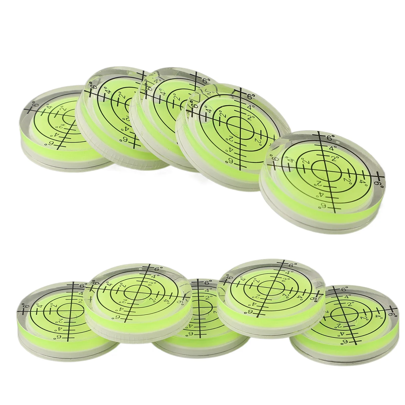 10 Pack 32x7mm Round For Spirit Bubble Level Vials For Measuring Meter Tools Circular Acrylic Clear Black Reference Lines