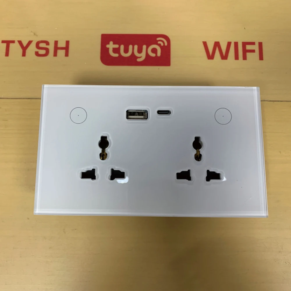 TYSH Tuya Fast Delivery Type C Usb Double Multi-funtion Tuya Wifi Wall Switch Socket Plug