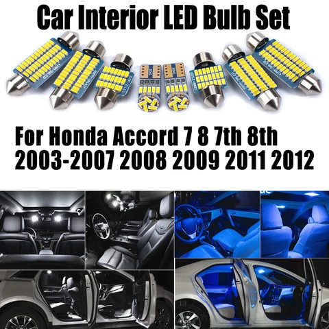 Комплект из 15 светодиодных ламп для Honda Accord 2003-2012, белые/голубые — фото устройства