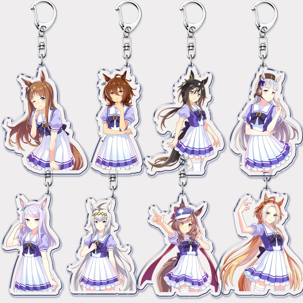 Hot Uma Musume Pretty Derby Keychains for Accessories Bag Anime Girl	Key Chain Ring Fans Gifts Keyrings