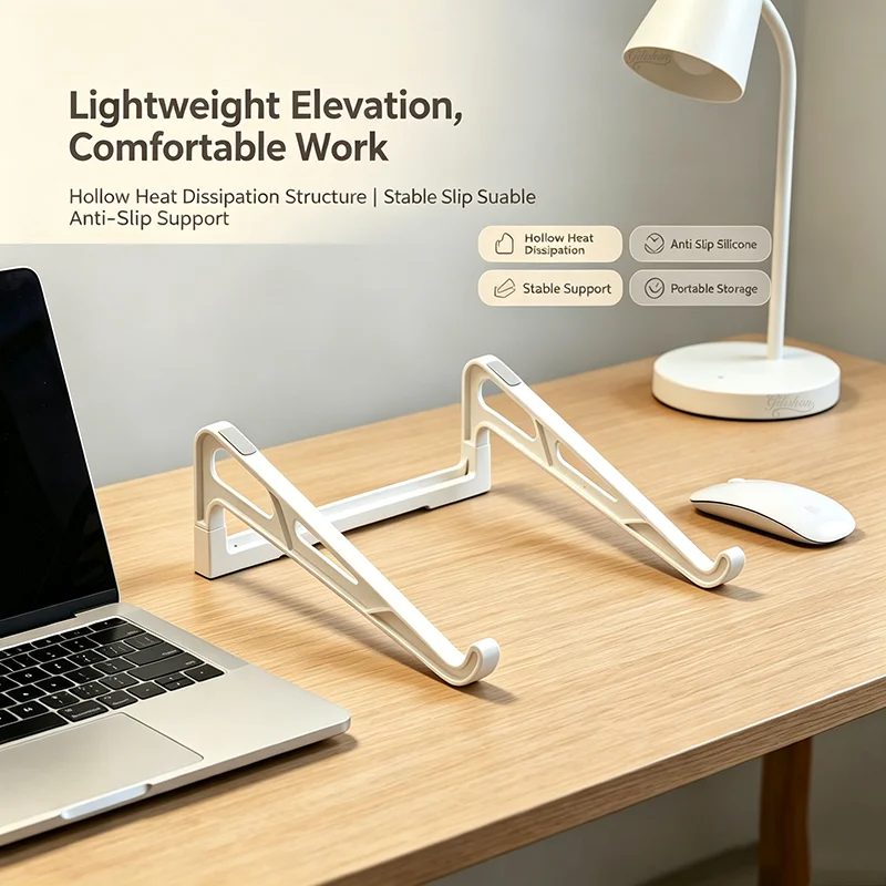 Support portable pliable pour ordinateur portable, réglable en hauteur, avec refroidissement, pour bureau et voyage