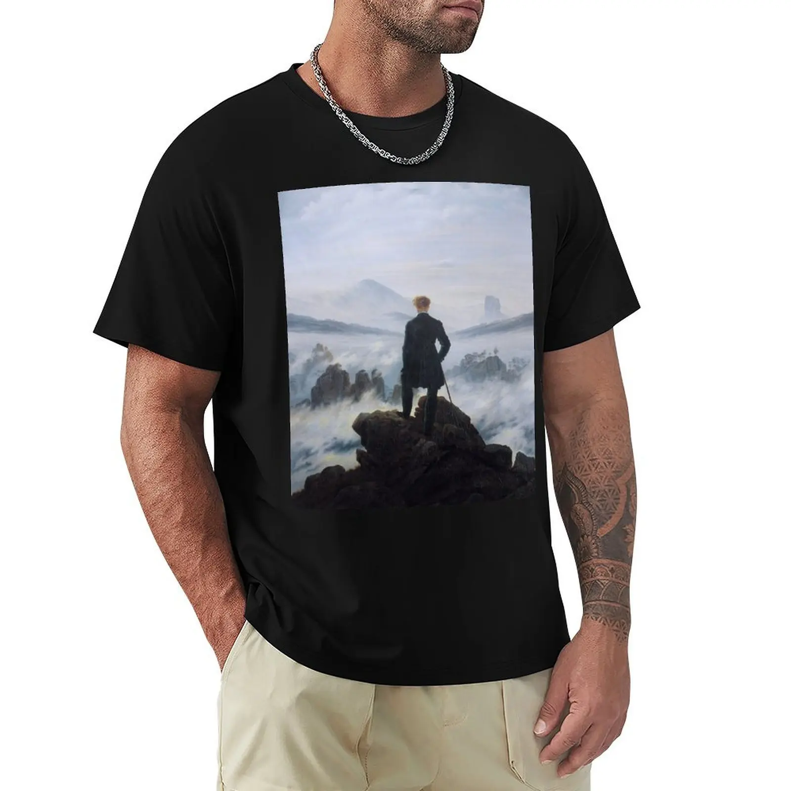 

Caspar David Friedrich - Wanderer Above the Sea of Fog (1817-1818) T-Shirt Lightweight Sport Basic T-Shirt