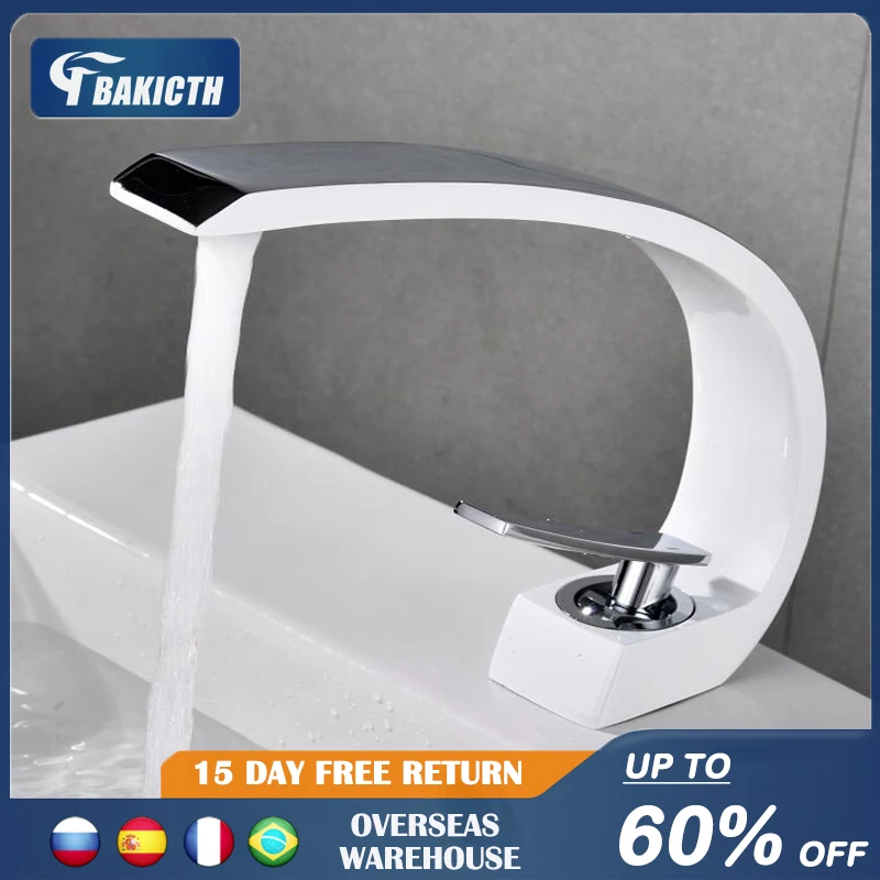 Bakicth Basin Faucet Modern Bathroom Mixer Tap Black/Gold Wash basin Faucet Single Handle Hot and Cold Waterfall Faucet grifo ba