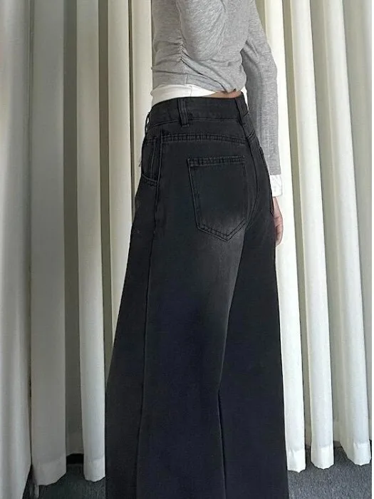 

Loose High Waist Wide Leg Jeans Women's Black Grey Micro Flared Casual Style Spring New Arrival Slimming Effect Long Pants