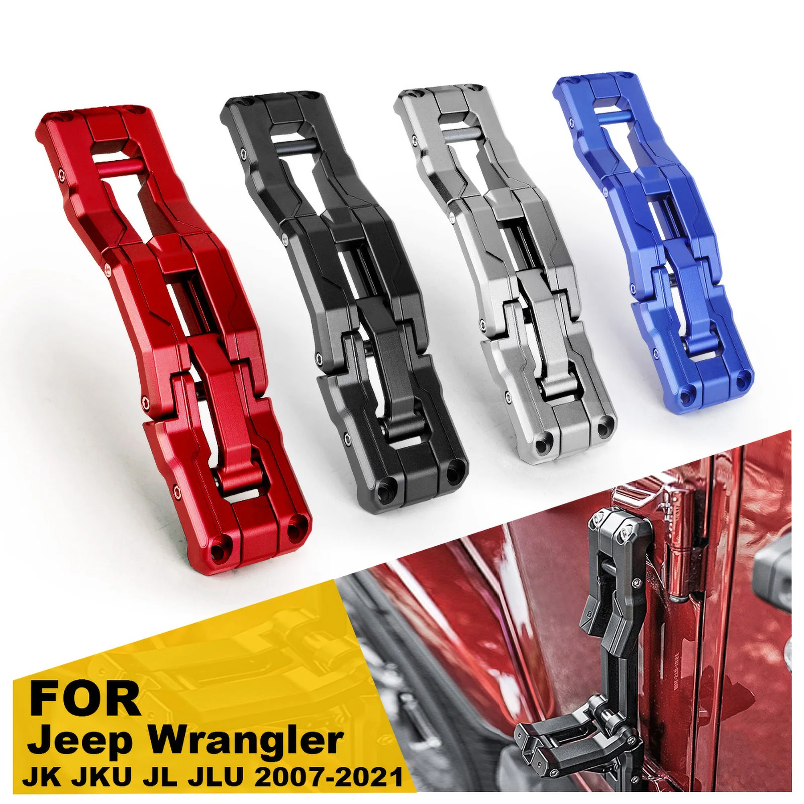 Door Hinge Step Heavy Duty Aluminum Footboard Foldable Car Folding Stepping Ladder for Jeep Wrangler JK JKU JL JLU 2007-2021