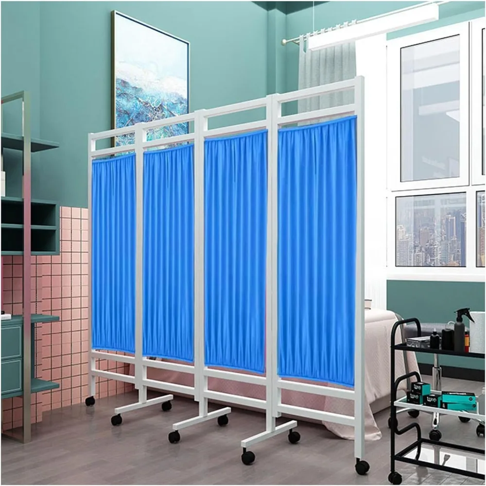

4-Panel Medical Privacy Partition Screen with Wheels, Folding& Rolling Room Divider for Doctor's Office Beauty Salons Clinic Hos