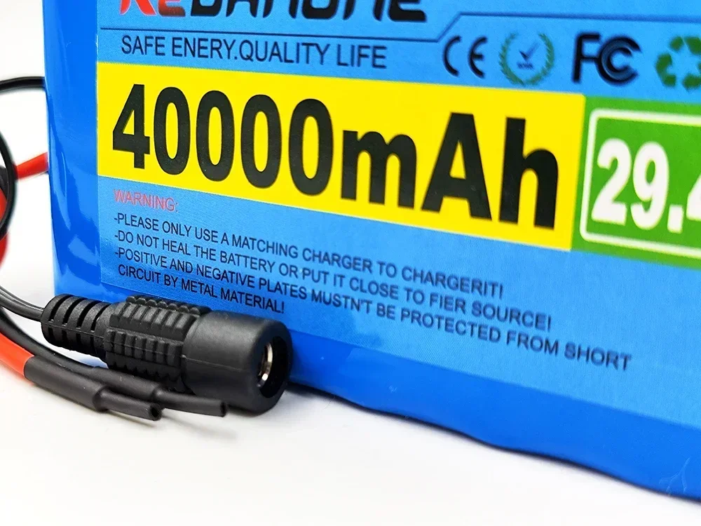 7S3P 40000mah 24V 18650 Battery Pack Lifepo4 Rechargeable + 2A Charger for Efficient Lithium Batterie