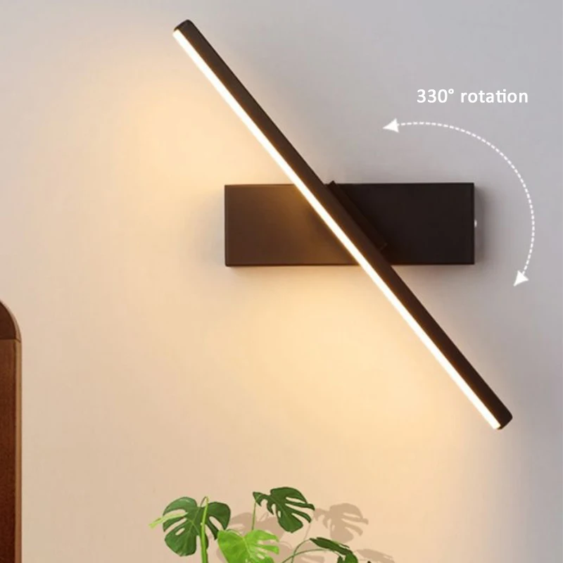 

Modern LED Wall Light 330° Revolving Indoor Long Wall Light Home Bedroom Stairs Living Room Sofa Background Wall Lamp 30/40/50cm