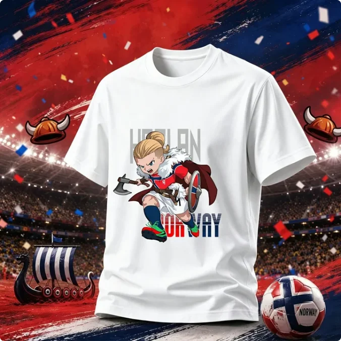 Herren- und Kinder-T-Shirts aus Baumwolle mit Cartoon-Haaland-Grafik, schweißabsorbierend, für Jungen und Mädchen, Rundhalsausschnitt, Fußball-Sporttrikot – Detail 3