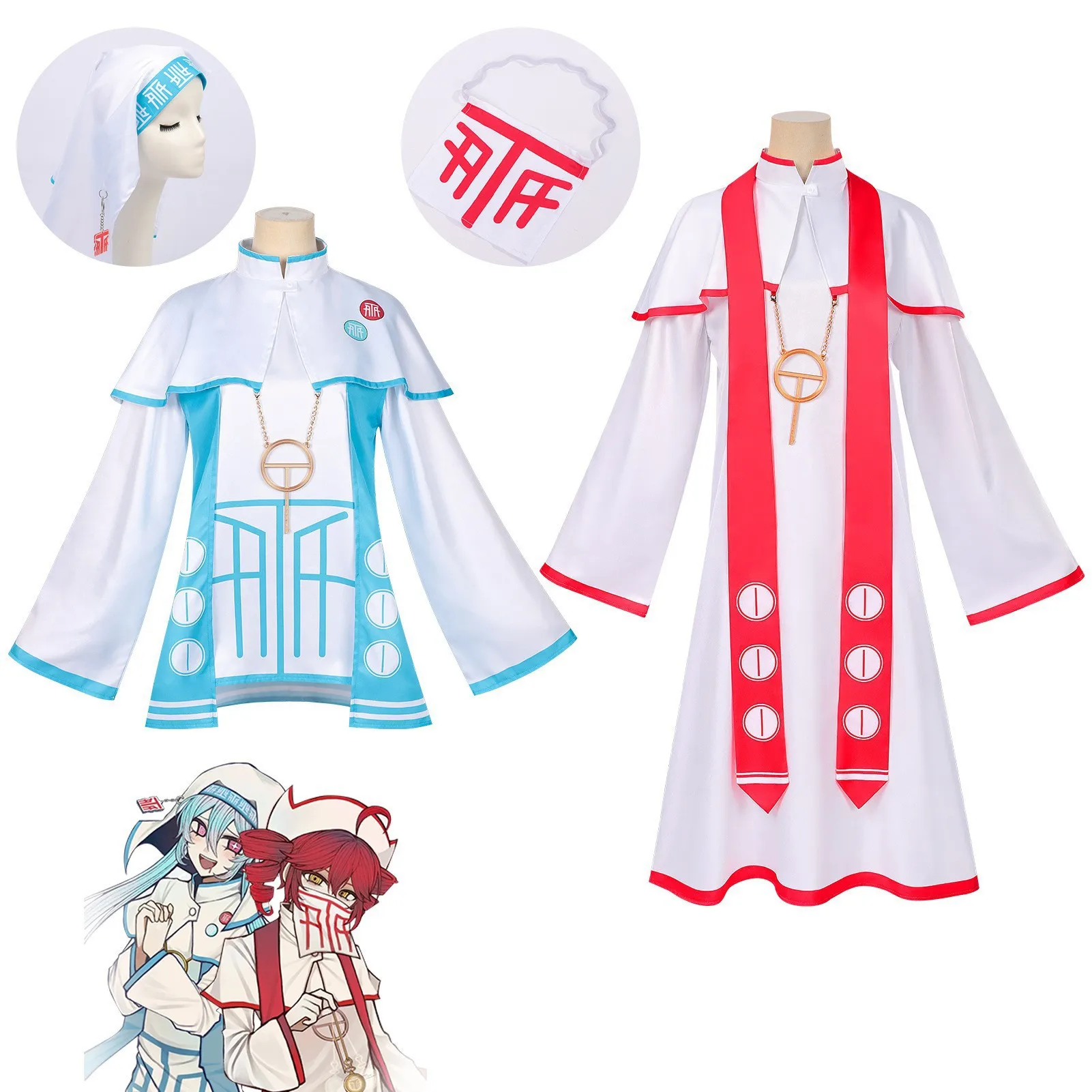 

Halloween Costume Kasane Mikv Teto Cosplay Diva Shiny Wig Don't believe T's story Ponytails Roleplay Anime Cosplay Clothing Dres
