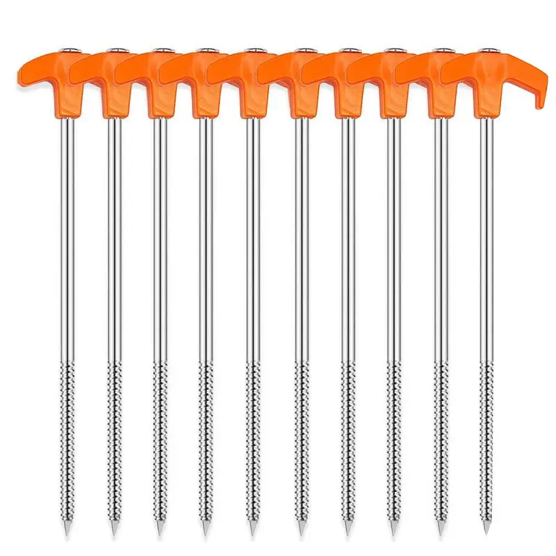 

Heavy Duty Tent Stakes Metal 10pcs Ground Spikes Camping Pegs Nail Spikes For Camping Patio Garden Family Tents Canopies