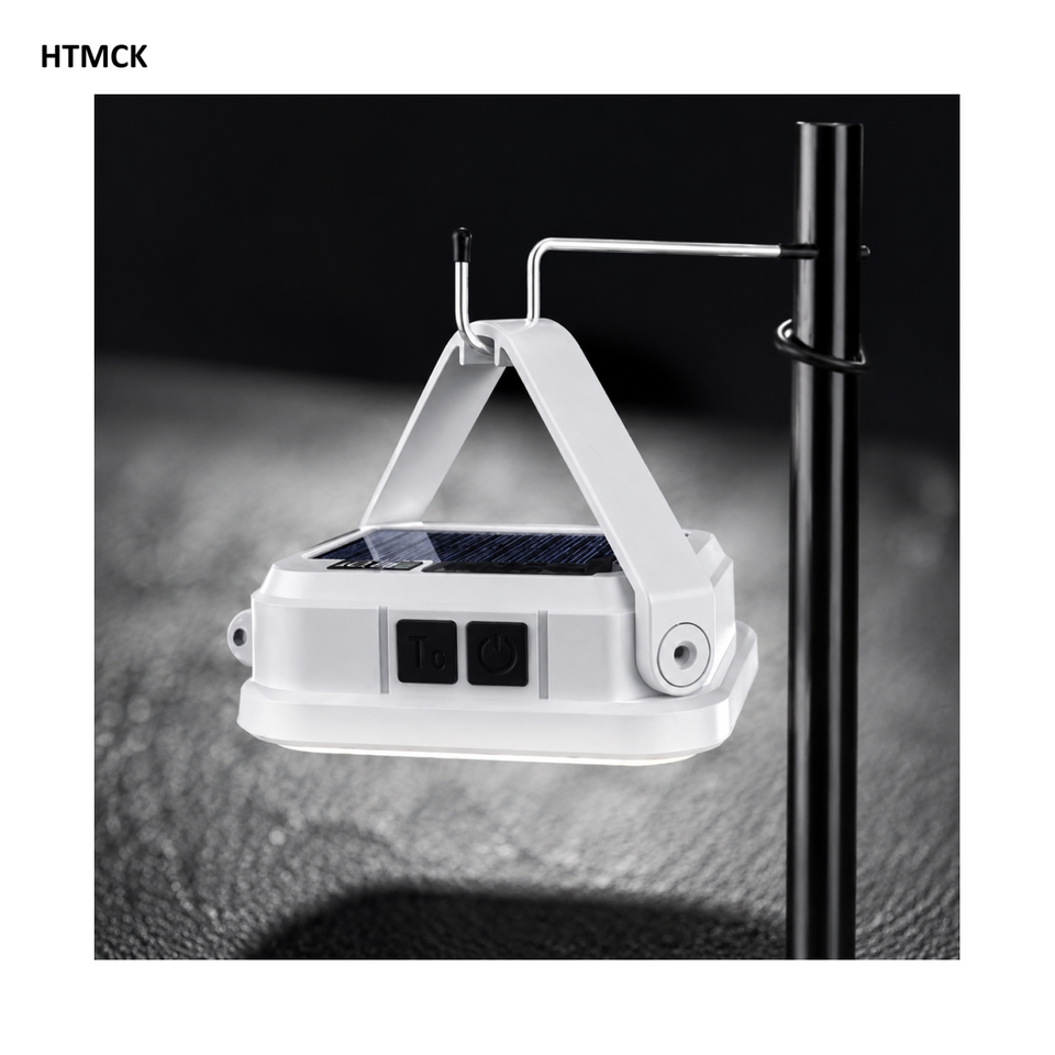  Rechargeable Solar LED Camping Lamp, Portable Hanging Emergency Work Light with Power Indicator for Tent Outdoor Camping