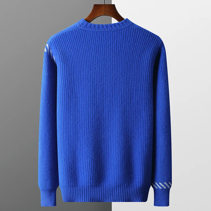 MVLYFLRT Cashmere Sweater Men\'s O-Neck Pullover Hot Sale in Autumn and Winter 100% Merino Wool Top Thickened Large Knitted Shirt