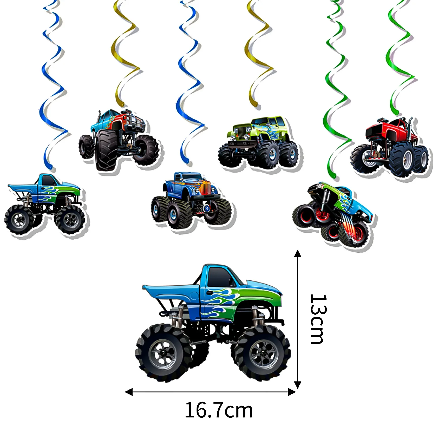 Rennwagen Monster Truck Party Banner Girlande Hängedekoration Monster Truck Ballon Jungen Monster Truck Geburtstagsdekoration – Detail 5