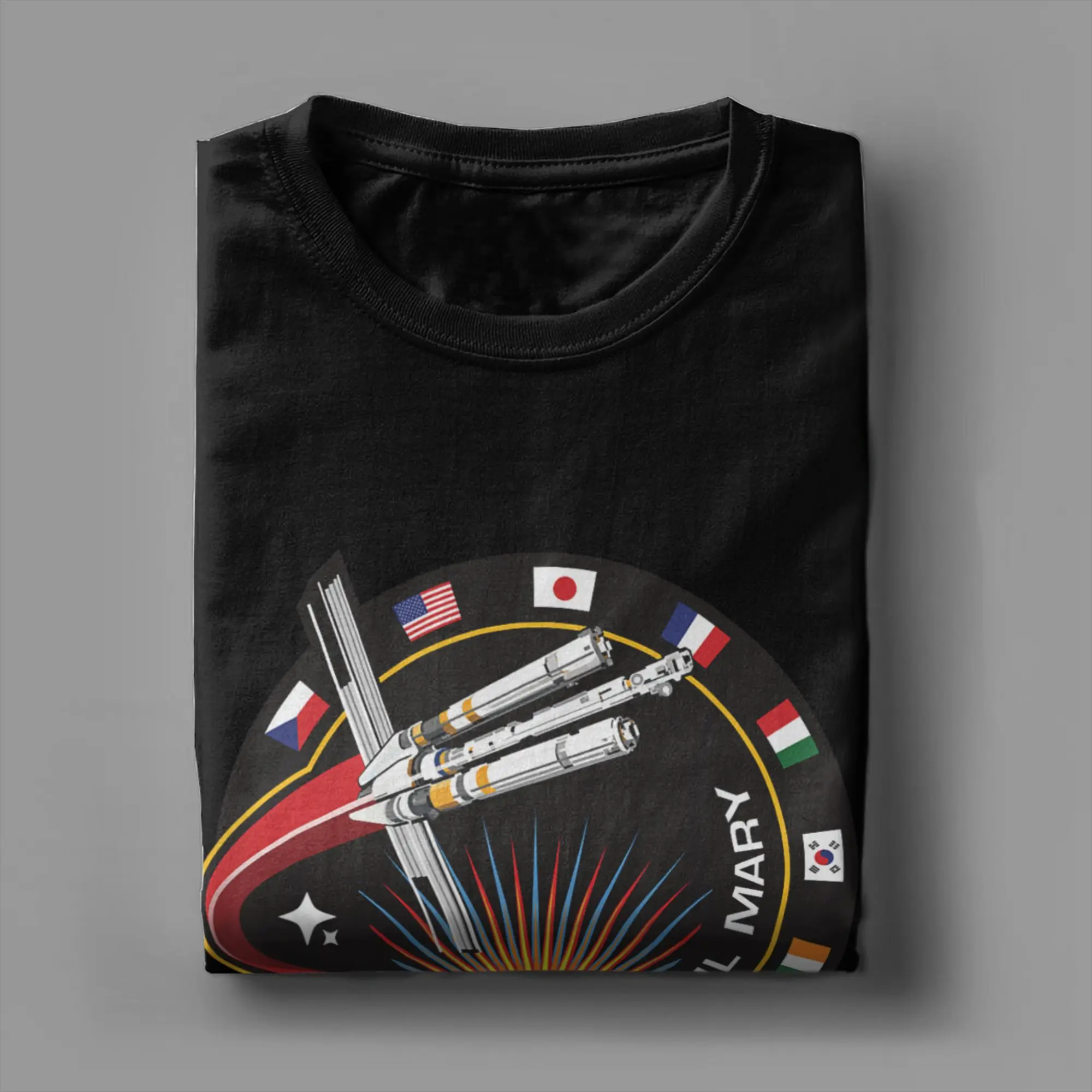 Oversized T-Shirt Project Hail Mary Mission Patch With Countries 100 Cotton T-Shirts Tshirt for Men Summer Short Sleeve Tops