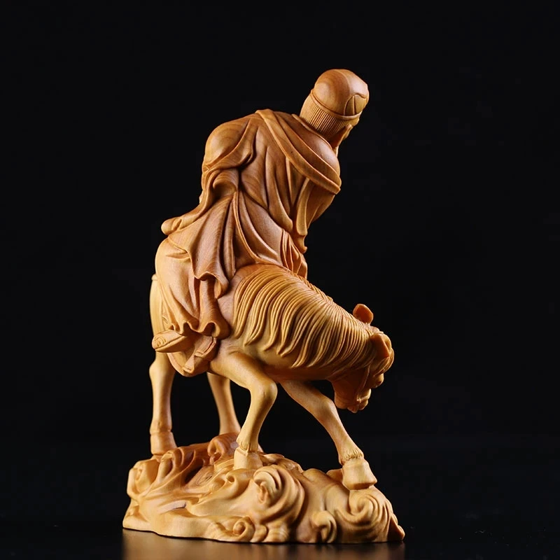 16CM Chinese BOJ Home Living Room Solid Wood Craft Creative Carving Ornament