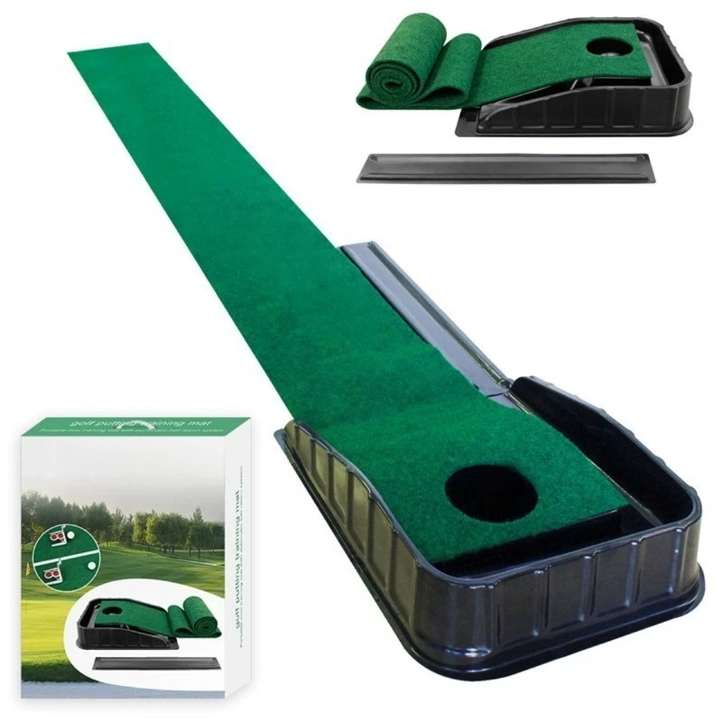 Golf Putting Trainer Mat Auto Return Ball Putting Practice Mat Indoor Golf Putter Training Aid for Home Golf Practice