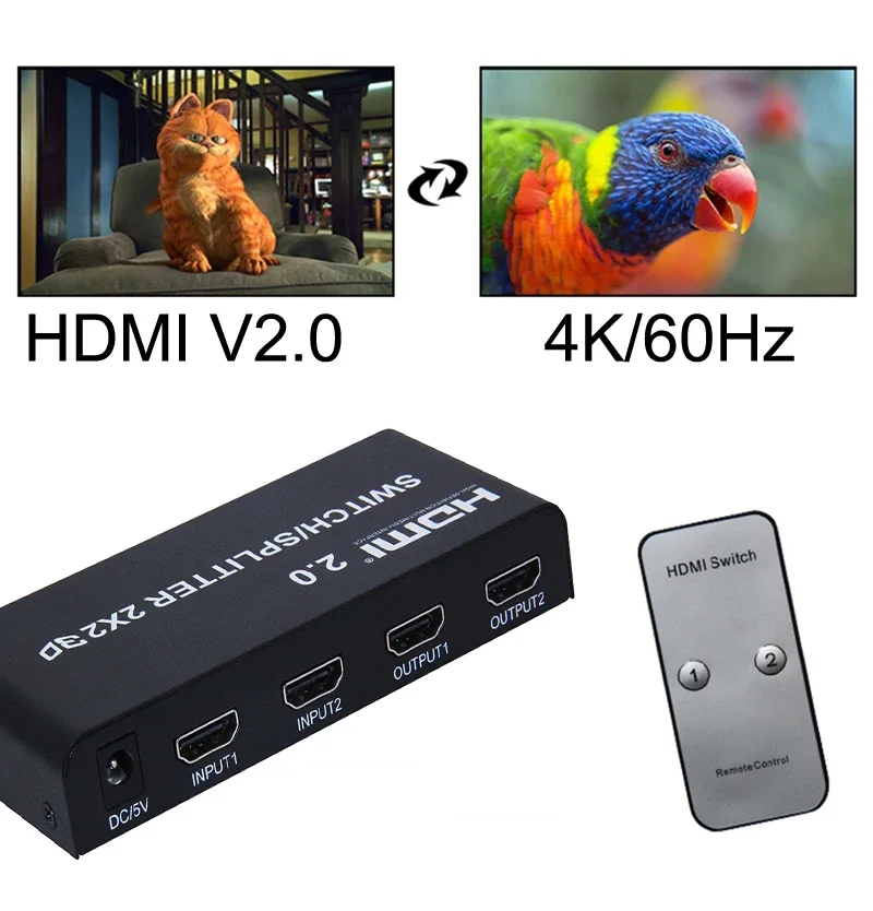 

HDMI 2,0 переключатель сплиттер 2x2 3D распределитель HDMI переключатель видео конвертер 4K 60 Гц для PS4 компьютера ноутбука ПК к телевизору двойной дисплей