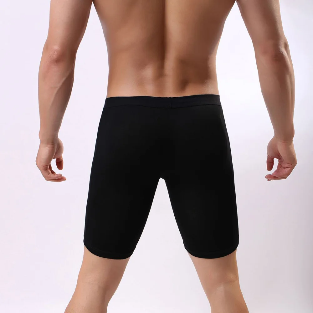 Elevate Your Athletic Performance with Men\\\'s Cotton Solid Long Leg Breathable Boxer Briefs Knickers Underpants
