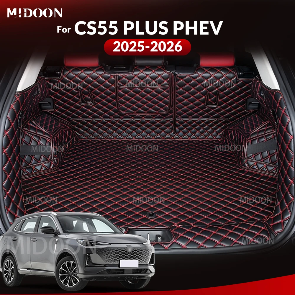 MIDOON For CHANGAN CS55 PLUS PHEV 2025-2026 Car Trunk Mat Cargo Liner PU Leather Full Cover Waterproof Interior Accessories