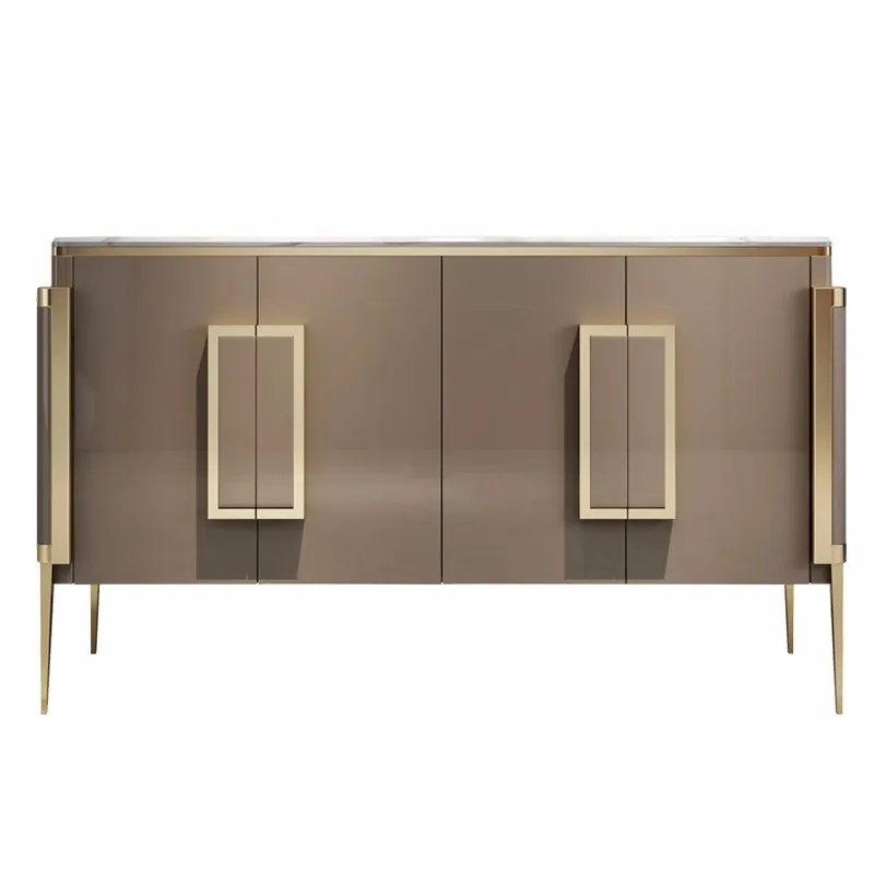 Hot Sale Living Room Cabinet 4 Doors Vintage Wooden Storage Home Stainless Steel Frame Sideboards Buffet Side Cabinets