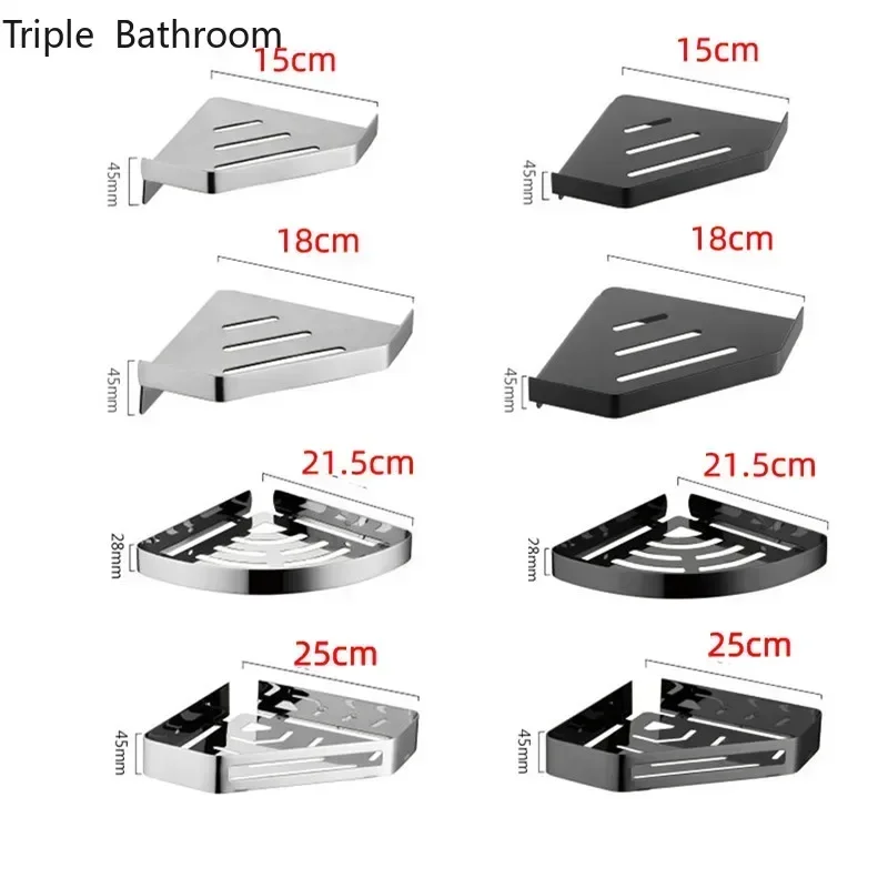 Bathroom Stainless Steel Shower Shelf Wall-mounted Triangle Basket Corner Stand Shampoo Shower Gel Storage Holder Accessories