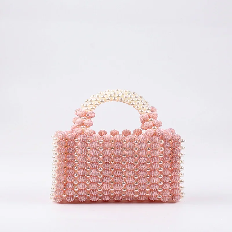 

Bolsa Feminina Hand Woven Pearl Dinner Bags for Women Beaded Bag Women's Fashion Simple Small Cute Handbag Sac A Main Femme