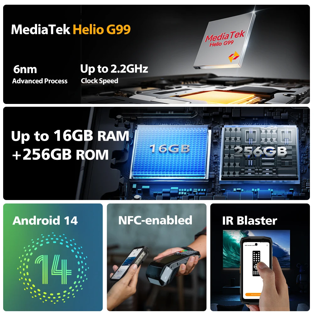 Ulefone Armor Mini 20 4G هاتف متين 4.7 بوصة 16 جيجابايت + 256 جيجابايت 64 ميجابكسل كاميرا ليلية هاتف ذكي أندرويد 14 6200 مللي أمبير هاتف محمول NFC 33 وات #2