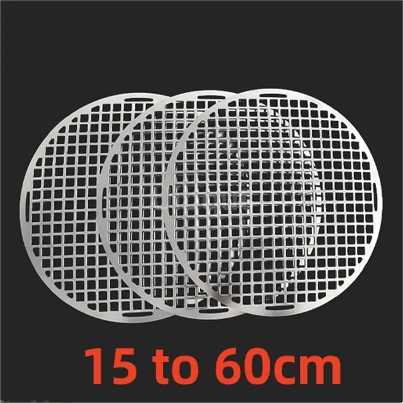Grille de cuisson ronde lisse pour barbecue de 15 à 60 cm, en fil d'acier inoxydable 304, plaque de cuisson circulaire pour four et barbecue