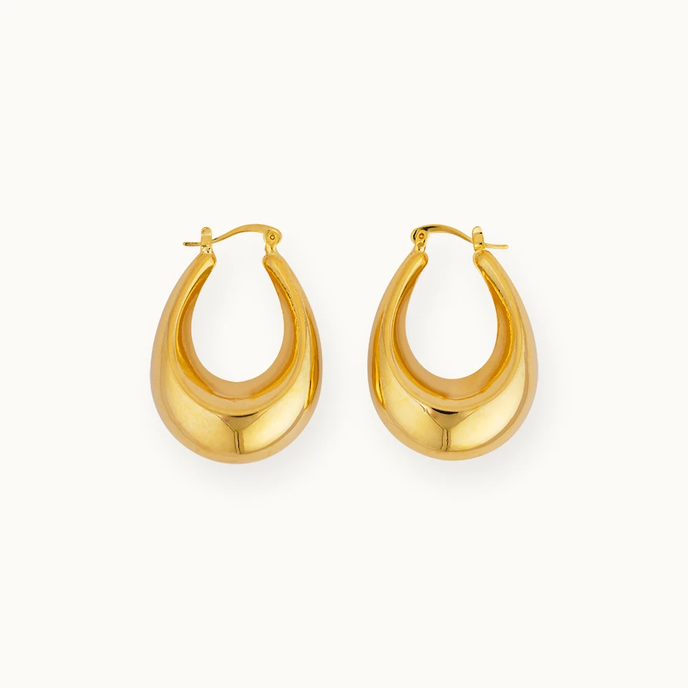 Pendientes grandes de acero inoxidable chapados en oro de 18k para mujer, joyería impermeable, regalos de fiesta, envío directo